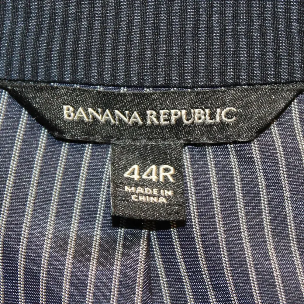 Banana Republic Blazer Jacket Men's Size 44R Herringbone Y2K Classic Pocket Navy